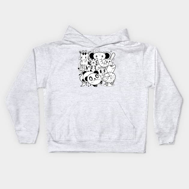 cute cartoon sketch animals Kids Hoodie by 9georgeDoodle